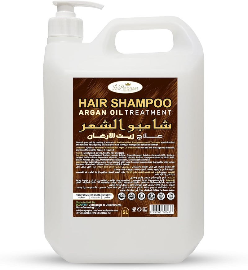 ECOLYTE+ La Parisienne Premium Luxury Shampoo with Argan Oil Treatment - 5 Liter for Hairfall, Dandruff, and Frizzy Hair - Image 1