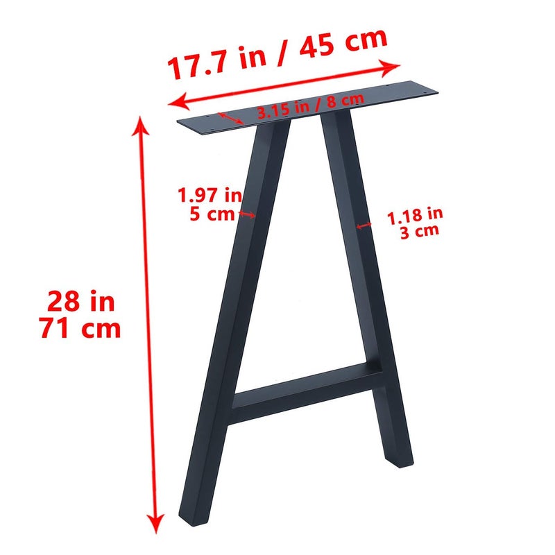 Reyox 2Pcs Metal Furniture Legs Rustic Decory A Shape Table LegsDesk LegsHeavy Duty Dining Table LegsIndustrial ModernBlackH28 x L175 inchs - Image 2