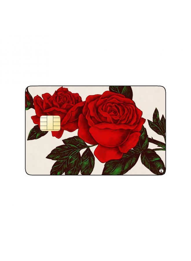 RKN PRINTED BANK CARD STICKER Beautiful Red Flowers Drawing - Image 2