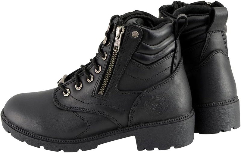 Milwaukee Leather MBL9320W Women's Black Premium Leather Wide-Width Lace-Up Motorcycle Rider Boots - Image 5