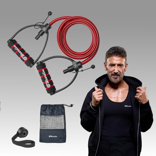 Wearslim ® TPE and Foam Premium Resistance Band Exercise Cord with Workout Plans Professional Toning Tube Exerciser with Comfort Handles Red 35-40 Lbs - Image 1