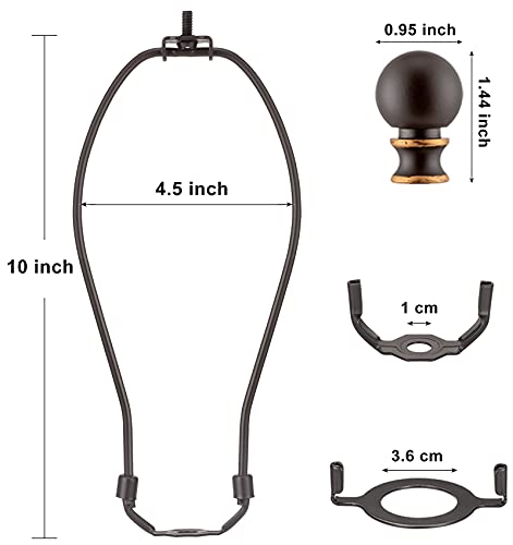 Qc Bronze Lamp Shade Holder with Finials - 10 Inch, Set of 2, Standard Saddle, E26 Adapter, Lamp Hardware and Accessories - Image 3