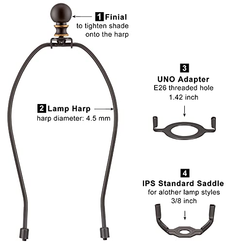Qc Bronze Lamp Shade Holder with Finials - 10 Inch, Set of 2, Standard Saddle, E26 Adapter, Lamp Hardware and Accessories - Image 2
