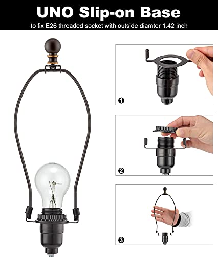 Qc Bronze Lamp Shade Holder with Finials - 10 Inch, Set of 2, Standard Saddle, E26 Adapter, Lamp Hardware and Accessories - Image 5