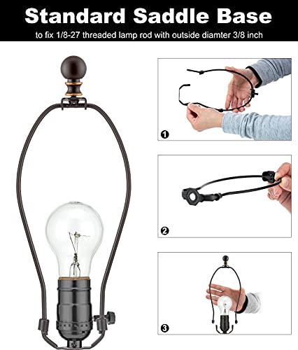 Qc Bronze Lamp Shade Holder with Finials - 10 Inch, Set of 2, Standard Saddle, E26 Adapter, Lamp Hardware and Accessories - Image 4
