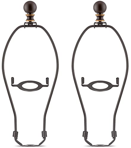 Qc Bronze Lamp Shade Holder with Finials - 10 Inch, Set of 2, Standard Saddle, E26 Adapter, Lamp Hardware and Accessories - Image 1