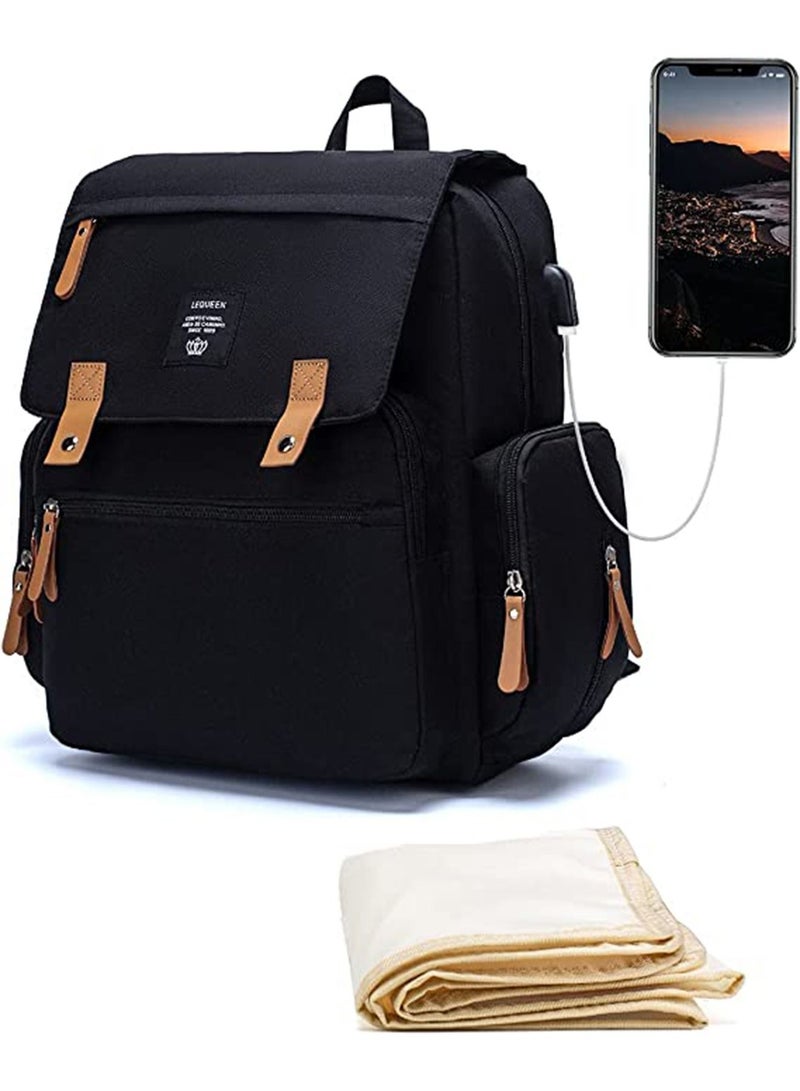 GT-Wheel Diaper Backpack, Waterproof Canvas Baby Bag with Insulated Pockets Stroller Straps Changing Pad - Image 1