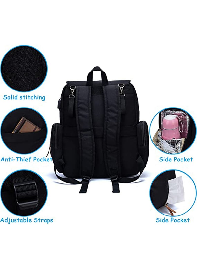GT-Wheel Diaper Backpack, Waterproof Canvas Baby Bag with Insulated Pockets Stroller Straps Changing Pad - Image 3