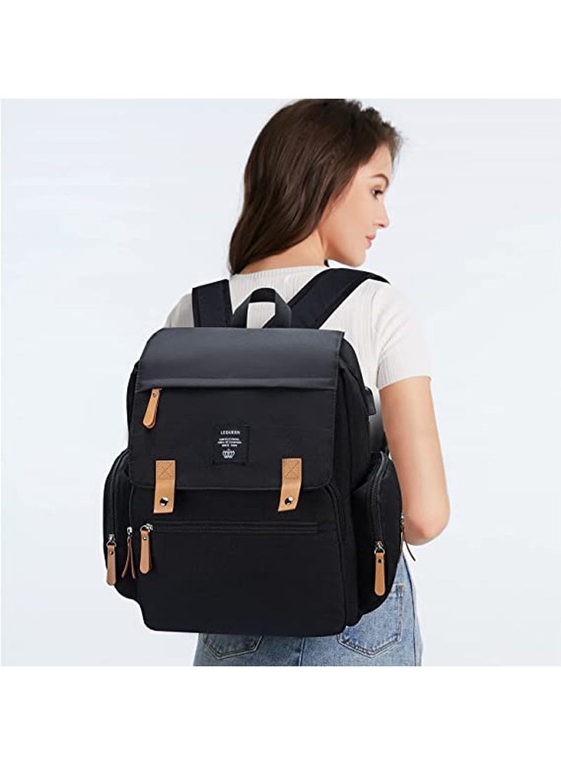 GT-Wheel Diaper Backpack, Waterproof Canvas Baby Bag with Insulated Pockets Stroller Straps Changing Pad - Image 2