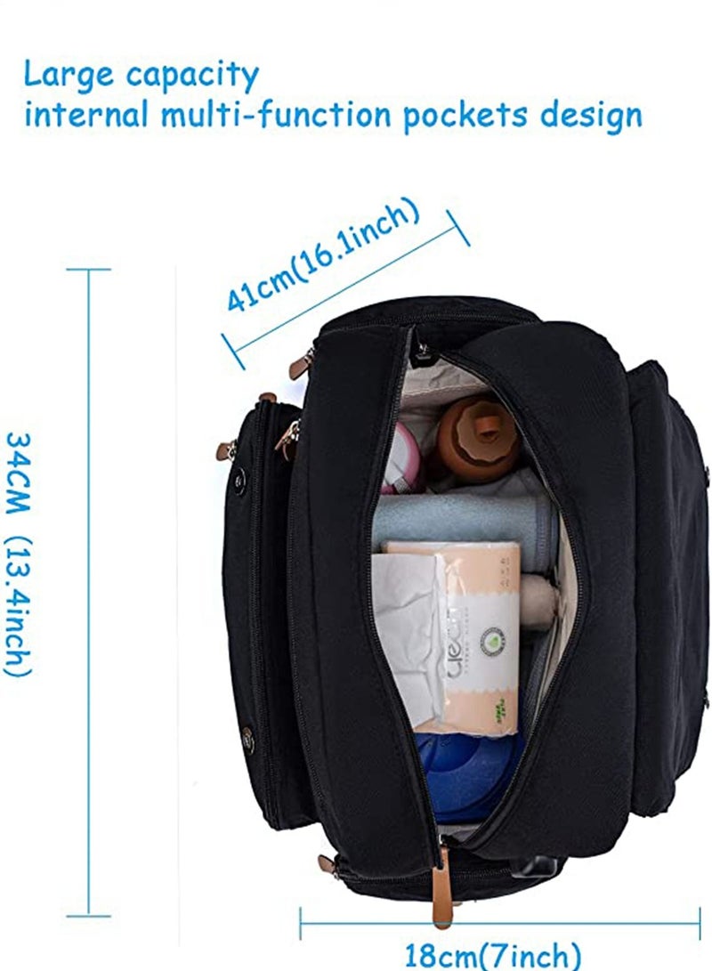GT-Wheel Diaper Backpack, Waterproof Canvas Baby Bag with Insulated Pockets Stroller Straps Changing Pad - Image 4