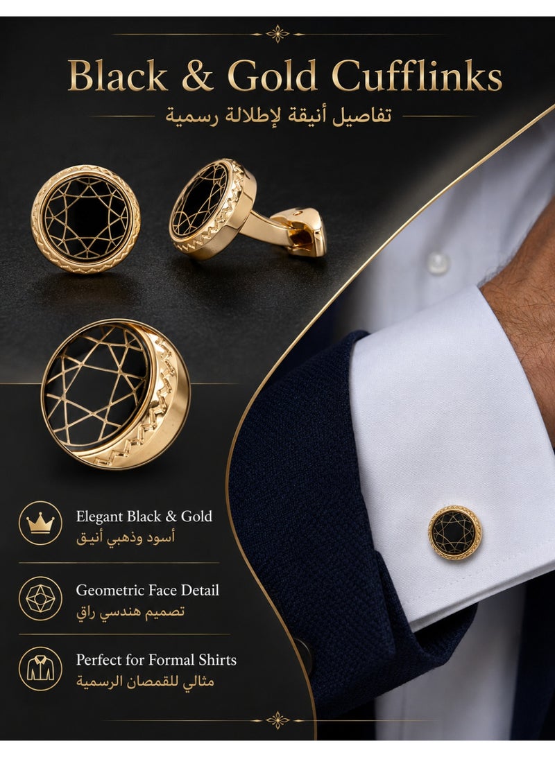 فوريكاسا طقم هدايا فاخر بلون أسود وذهبي - مسبحة عقيق مطفي وقلم وأزرار أكمام - ٣٣ خرزة ١٠ ملم - Image 3