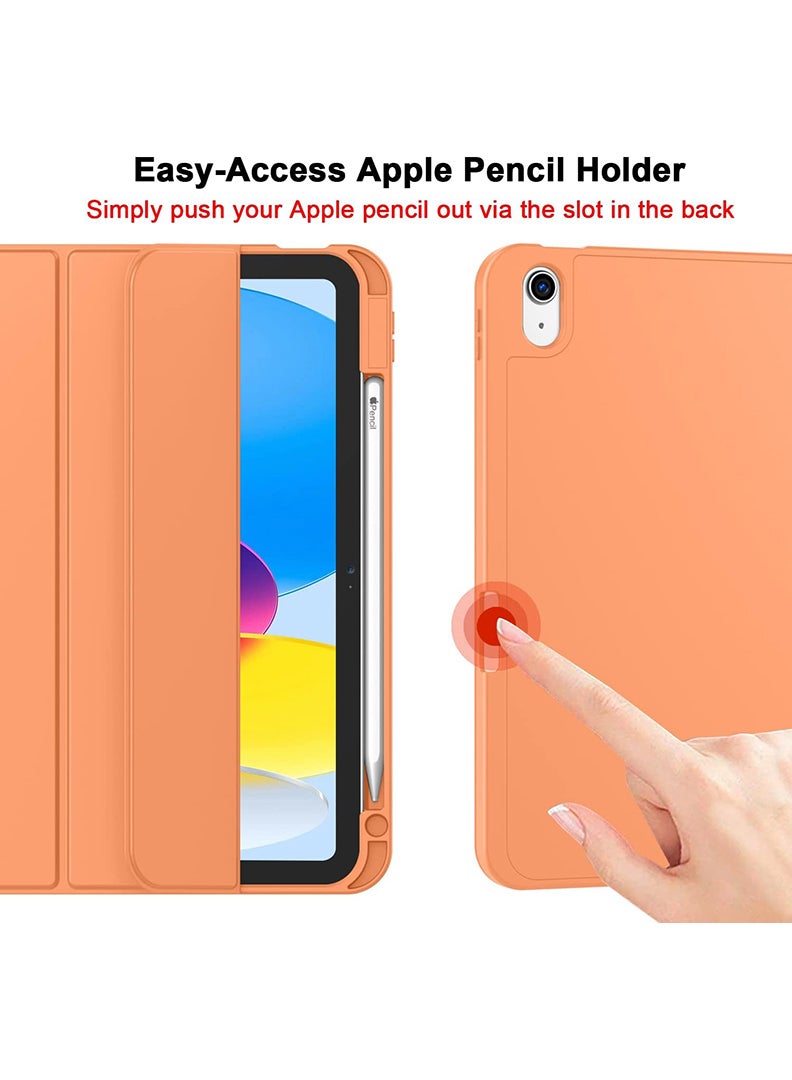Theodor Case Compatible with iPad (A16) 11th Gen 11 Inch 2025/10th Gen 10.9 Inch 2022 Smart Case with Pencil Holder, Protective Case with Soft TPU Back, Auto Sleep/Wake Cover, Orange - Image 3