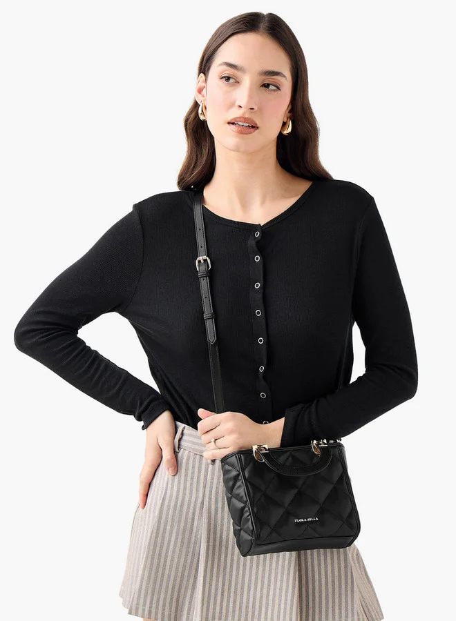 Flora Bella By Shoexpress Quilted Crossbody Bag with Detachable Shoulder Strap
