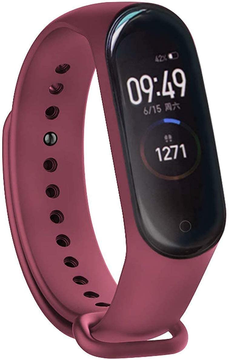 INEFABLE Mi Band 3 and 4 Straps Original for Mi Band M3 and M4 Wristband Strap Soft Silicone Adjustable Band Strap-Black-Grey-Wine-Pack of 3 - Image 4