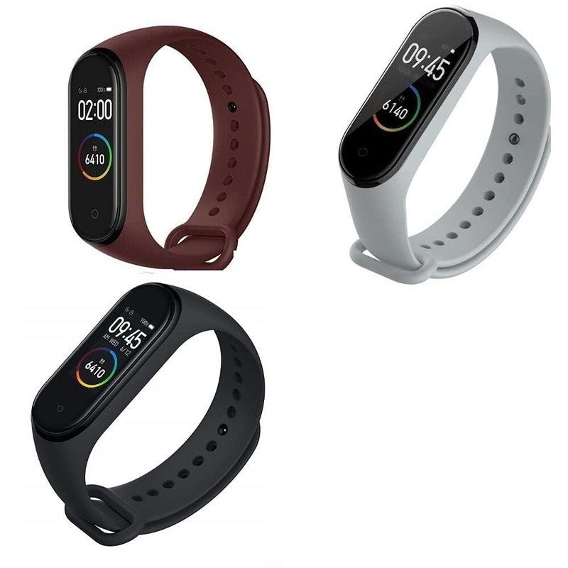 INEFABLE Mi Band 3 and 4 Straps Original for Mi Band M3 and M4 Wristband Strap Soft Silicone Adjustable Band Strap-Black-Grey-Wine-Pack of 3 - Image 5