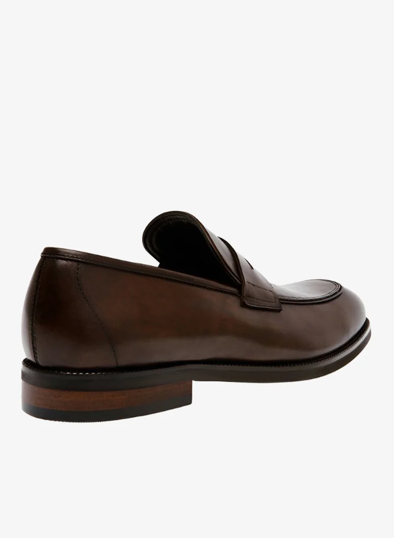 STEVE MADDEN Pardito Brown Leather Loafers & Moccassins