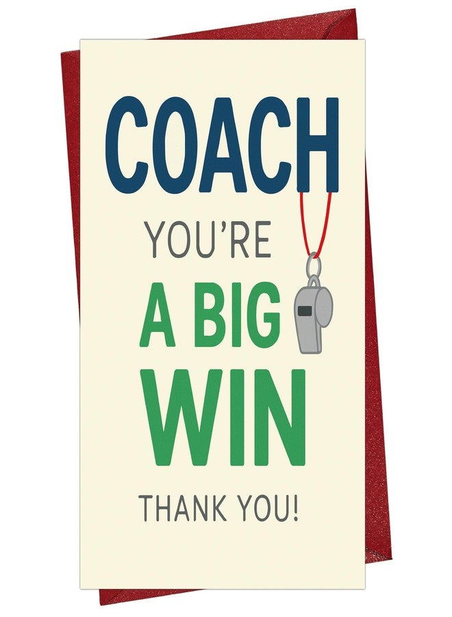 Cheerin Coach Thank You Card with Envelope - Coaches Appreciation Card for Baseball, Softball, Soccer, Volleyball, Football - Mentor Gift Idea 5x7 Inch - Image 1