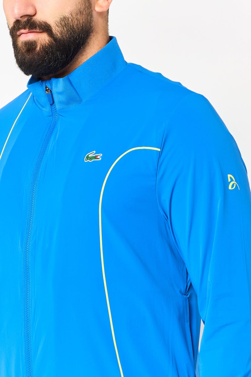 LACOSTE Men Sportswear Fit Long Sleeve Novak Djokovic Tennis Track Jacket, Blue - Image 4