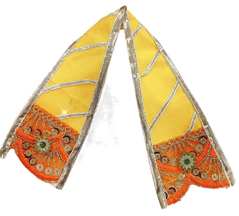 Partish Laddu Gopal Dress with Mukut l Ladoo Gopal Dress l Bal Gopal l Kanha Ji Thakur Ji Heavy DressYellowOrange Size 6 - Image 4