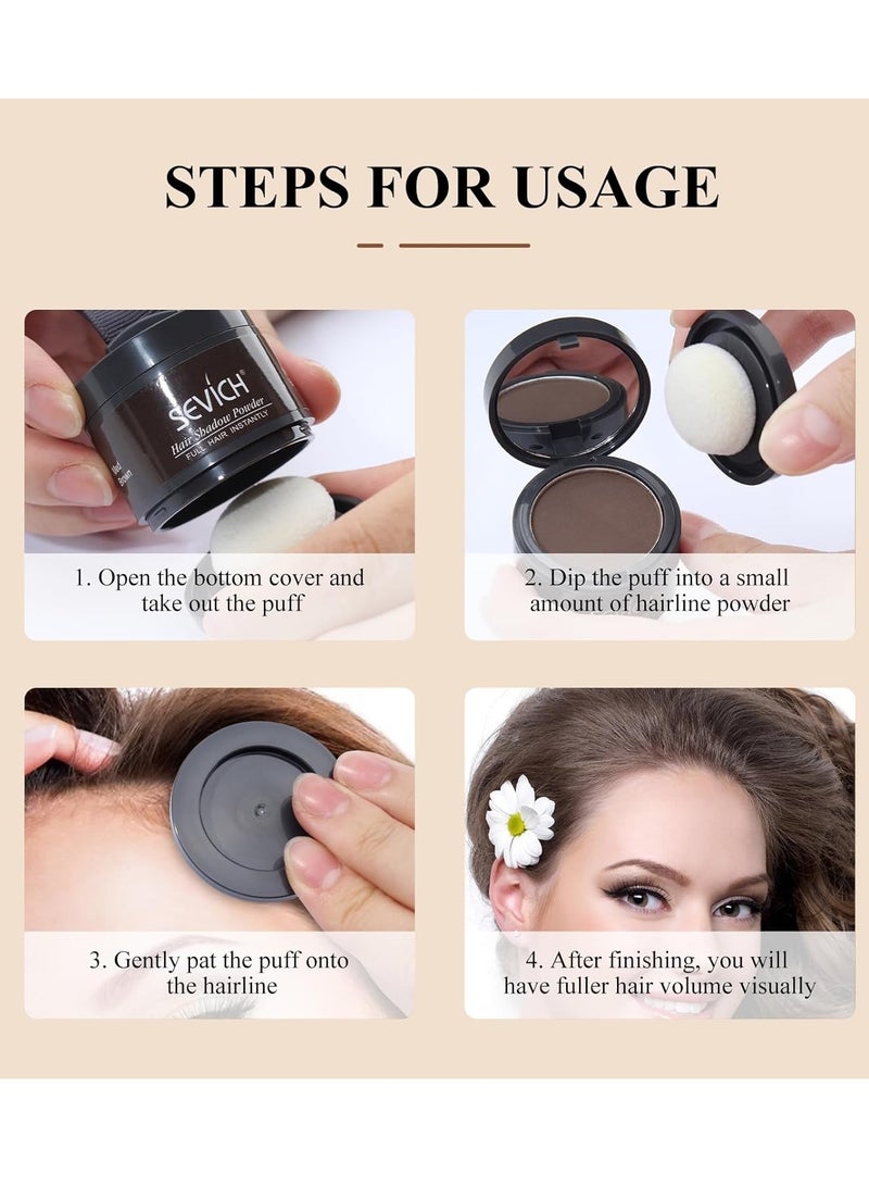 Sevich Instantly Hairline Shadow Hairline Powder Quick Cover Hair Root Concealer Eyebrows and Beard Line Hair Root Touch Up for Thinning Hairline Windproof and Sweatproof Brown - Image 4