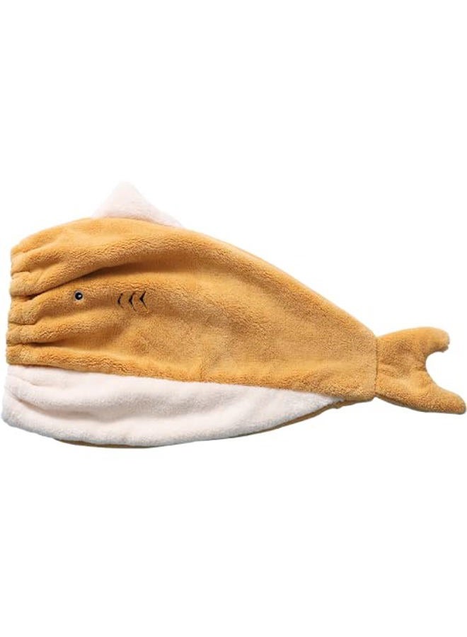 Foyadi Hair Drying Towel for Kids Girls, Cute Cartoon Absorbent Quick Drying Bath Wrap Set for Bathing, Swimming Pool, Soft Microfiber Cap for Curly Long & Wet Hair, Yellow Towel - Image 5