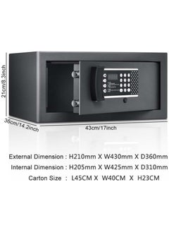 VUCATIN Fireproof Safe Box with Key Lock Anti-Theft Digital Security Box with Programmable Keypad Security Cabinet Money Safe Lock Box for Home Hotel Office (21*43*36cm)  - Image 4
