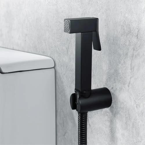 InArt Health Faucet for Bathroom, Premium Jet Spray with Hose and Holder, Superior Low Water Pressure Performance, Easy Grip Design, Durable Brass Material Black Matt - Image 1