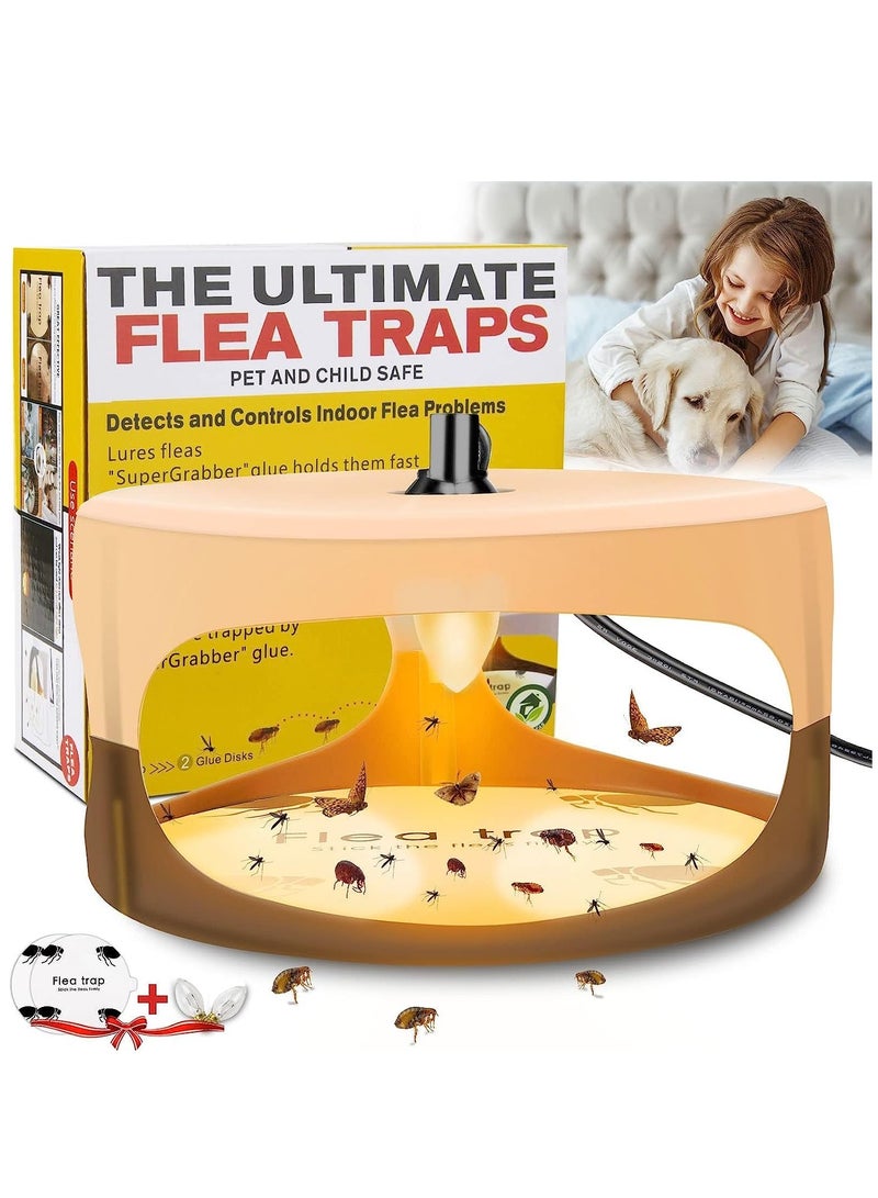 SYOSI Flea Trap, Indoor Sticky Flea Trap with 2 Glue Discs Odorless Non-Toxic Natural Flea Killer Trap Pad Bed Bug Trap Light Bulb Pest Control for Home House Inside, Safe for Children Pet Dog Cat - Image 1