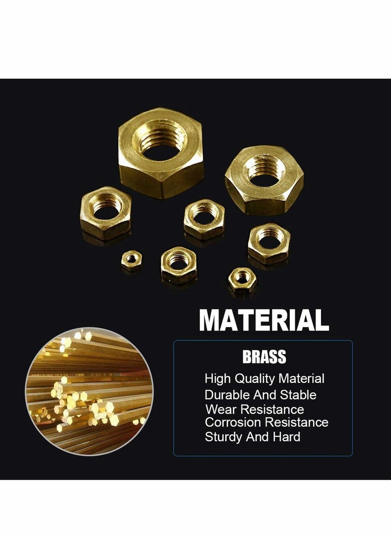 Y&D - 235Pcs Metric Brass Hex Nuts Assortment Kit for Screw Bolt High-Strength (M2 M2.5 M3 M4 M5 M6 M8 M10) - Image 1