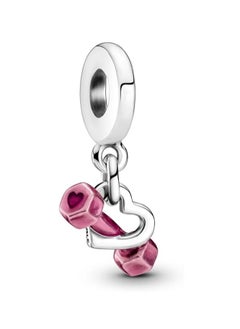 Dumbbell & Heart Dangle Charm