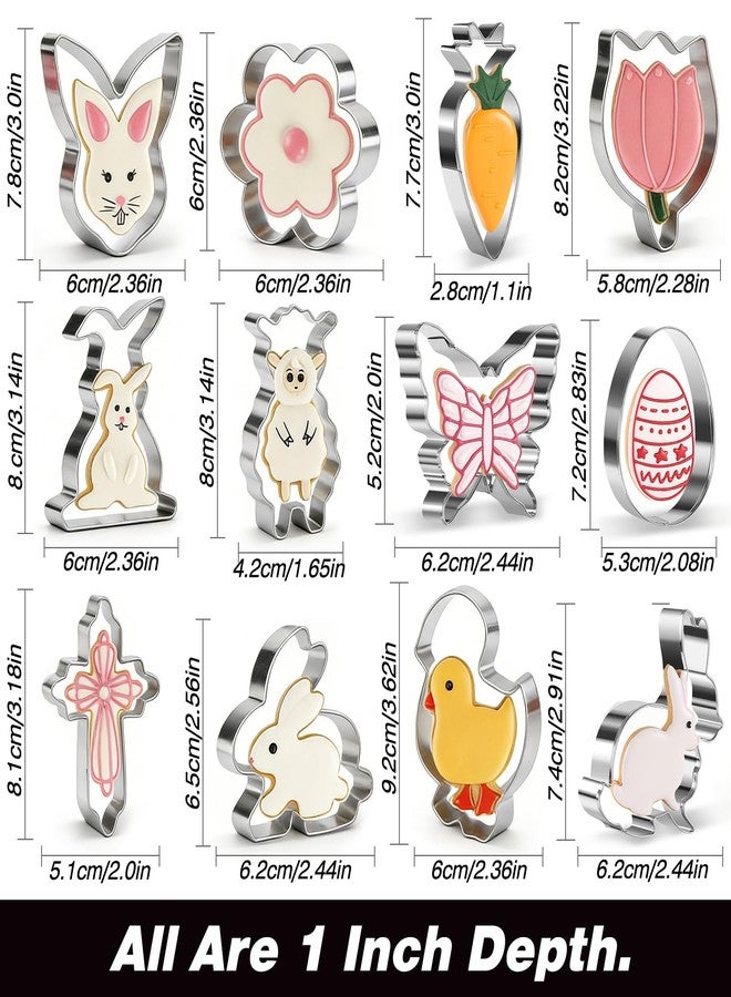 Sunmei Easter Cookie Cutter Set, 12 Pieces Easter Bunny, Egg, Bunny Face, Lamb, Butterfly, Carrot, Chicken etc. Shapes, Metal Biscuit Molds for Spring/Holiday Baking - Image 2
