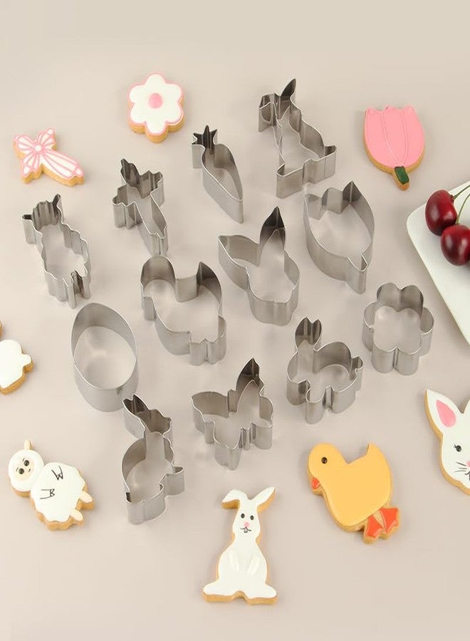 Sunmei Easter Cookie Cutter Set, 12 Pieces Easter Bunny, Egg, Bunny Face, Lamb, Butterfly, Carrot, Chicken etc. Shapes, Metal Biscuit Molds for Spring/Holiday Baking - Image 5