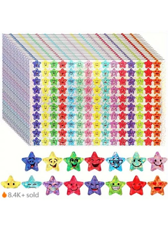 1500 Smiley Face Star Stickers Self Adhesive PVC Teacher Supplies for Classroom Decorations Rewards - Image 1