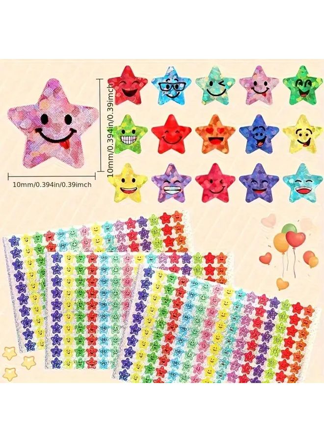 1500 Smiley Face Star Stickers Self Adhesive PVC Teacher Supplies for Classroom Decorations Rewards - Image 4