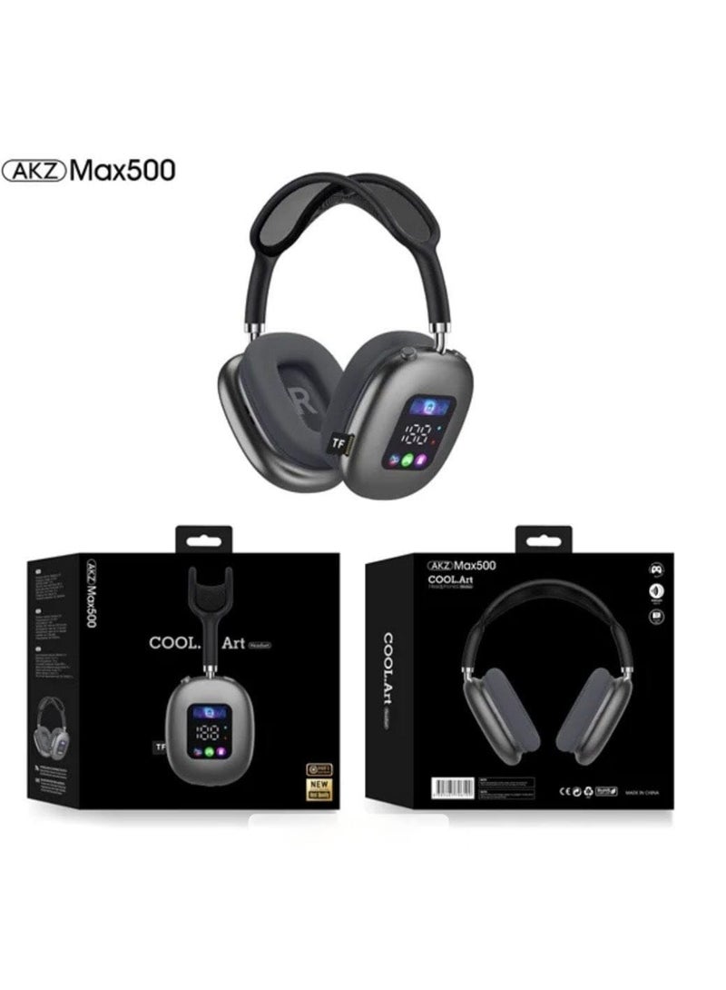 AKZ Max500 Wireless Bluetooth Headphones with Hi-Fi Sound LED Display and Volume Control Key - Image 2