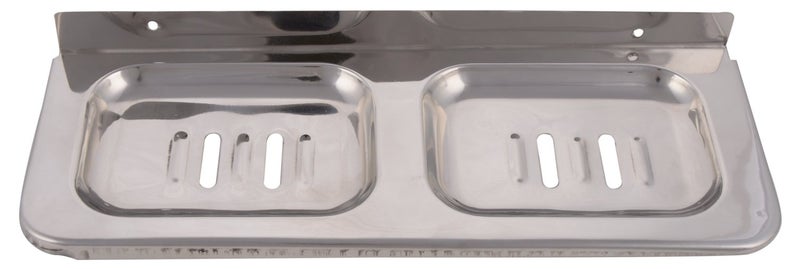Shruti (Saloni) Heavy Duty Classic Stainless Steel Double Square Soap Dish/Soap Tray/Soap Rack for Multi Bathroom Accessories (8 cm x 6.25 cm x 6.25 cm, Metallic) -1686 - Image 2
