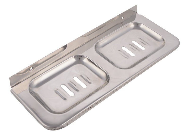 Shruti (Saloni) Heavy Duty Classic Stainless Steel Double Square Soap Dish/Soap Tray/Soap Rack for Multi Bathroom Accessories (8 cm x 6.25 cm x 6.25 cm, Metallic) -1686 - Image 4