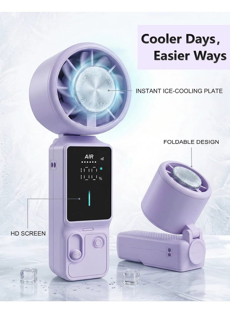 BAIKO Portable Mini Handheld Fan 3000mAh Battery Type-C Charging, , High-Speed Cooling and Foldable Fan with LED Digital Display for Office, Travel, Camping & Home - Image 1