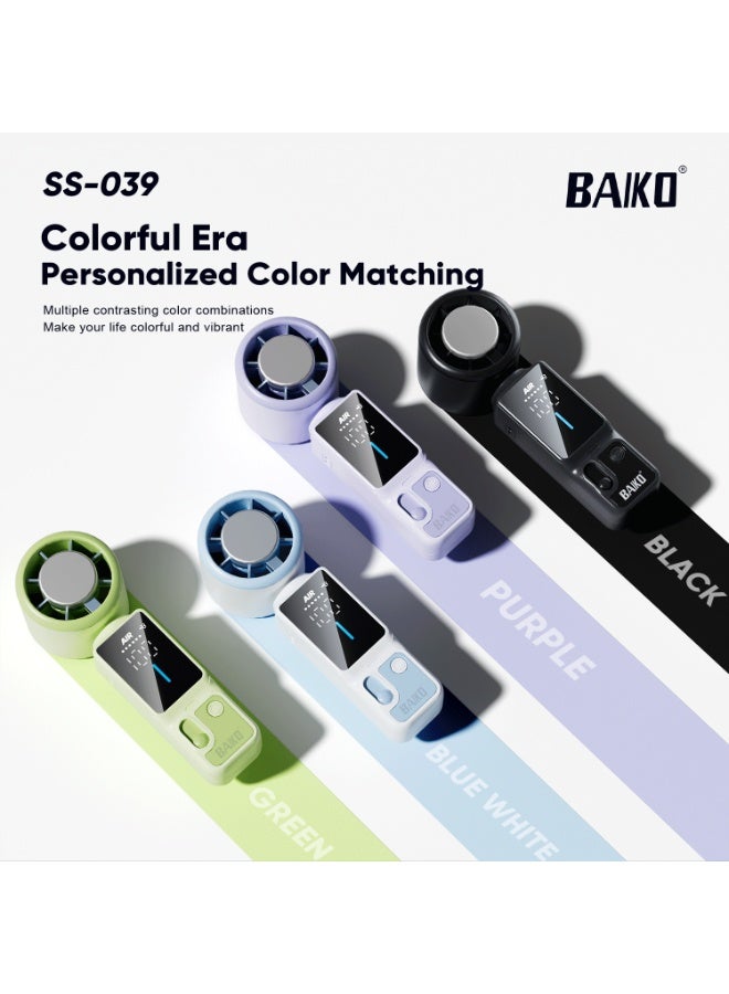 BAIKO Portable Mini Handheld Fan 3000mAh Battery Type-C Charging, , High-Speed Cooling and Foldable Fan with LED Digital Display for Office, Travel, Camping & Home - Image 5