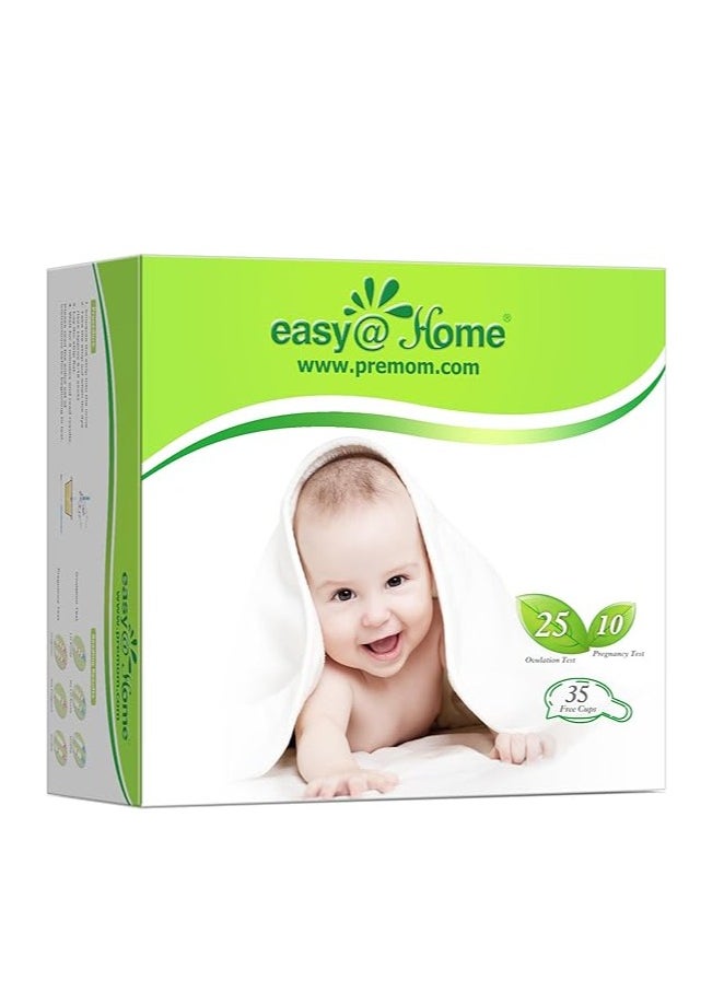 Easy Home 25 Ovulation & 10 Pregnancy Test Strips Kit: Accurate Ovulation Predictor Kits with Cups 25LH + 10HCG + 35 Urine Specimen Cups  - Image 1