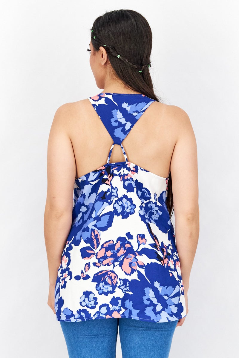 armani AX Armani Exchange Women V Neck Sleeveless All Over Print Blouse, Multicolor - Image 2