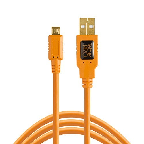 Tether Tools TetherPro USB 2.0 to USB Micro-B 5-Pin Cable | for Fast Transfer Between Camera and Computer | High Visibility Orange | 15 Feet (4.6 m) - Image 1