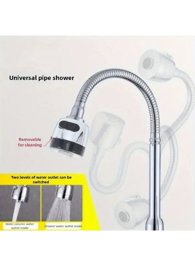 Universal Black Kitchen Faucet Attachment Rotatable High Pressure Water Outlet Flexible Bend Water Saving Splash Guard - Image 2