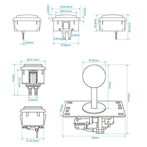 SJ@JX SJJX DIY Arcade Game Button and Joystick Controller Kit for Rapsberry Pi and Windows,5 Pin Joystick and 10 Push Buttons 823a mix black - Image 3