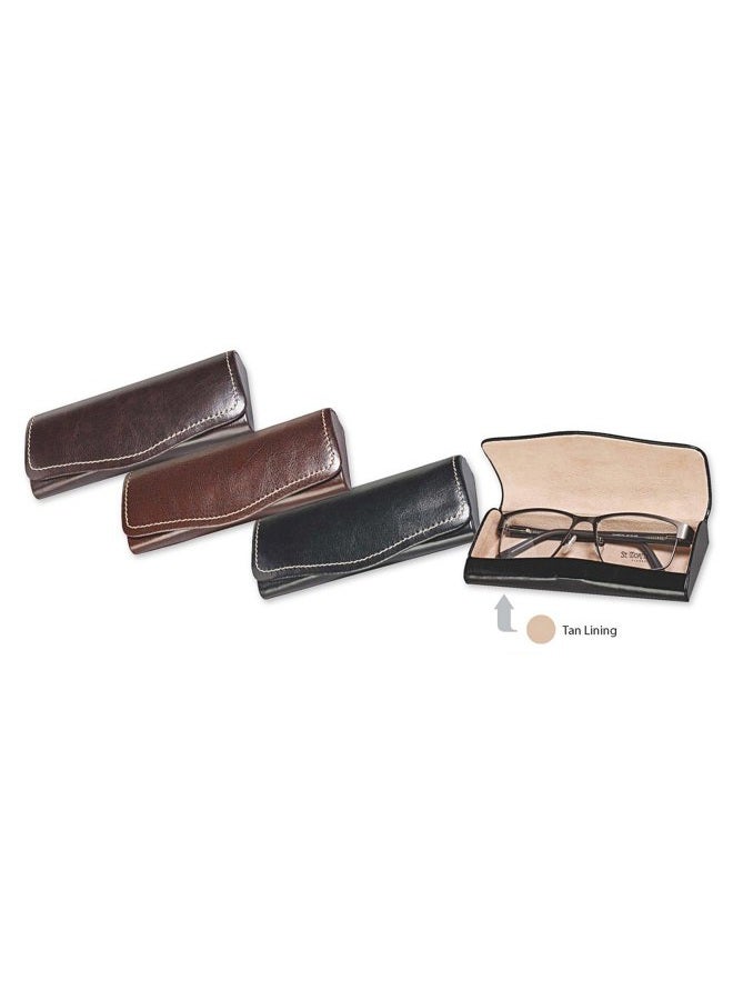 LBI Glasses Case For Men & Women, Hard Eyeglass Case W/Magnetic Closure In Faux Leather, Espresso Brown - Image 3