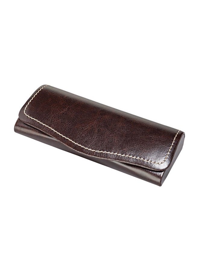 LBI Glasses Case For Men & Women, Hard Eyeglass Case W/Magnetic Closure In Faux Leather, Espresso Brown - Image 1