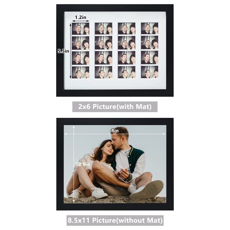 Golden State Art Golden State Art  8.5x11 Photo frame with mat for 4 2x6 photo booth pictures  Includes Real Glass & Easel Back Display  make a good gifts  Black  - Image 3