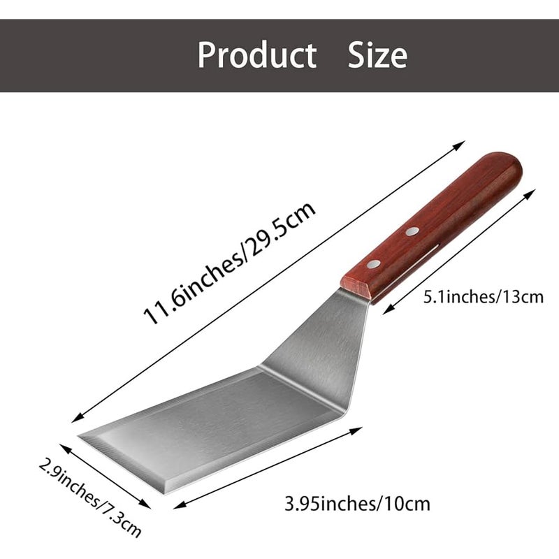 KLAQQED Metal Spatula for Cast Iron Skillet Grill Stainless Steel Spatula for Burger, Fish Turner Griddle Spatula, Spachulas Egg Flipper, Flat Top Metal Spatula for Cooking BBQ - Image 3
