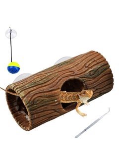 Kathson kathson Resin Hide Cave for Gecko,Reptile Hollow Tree Trunk with Suction Cups,Hideway Caverns Lizard Climbing Toys Tank Accessories for Hermit Crab Snakes Frog Spider  - Image 1