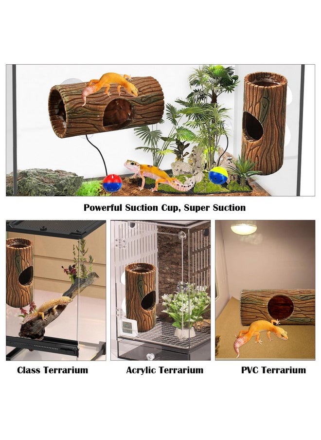Kathson - kathson Resin Hide Cave for Gecko,Reptile Hollow Tree Trunk with Suction Cups,Hideway Caverns Lizard Climbing Toys Tank Accessories for Hermit Crab Snakes Frog Spider - Image 1